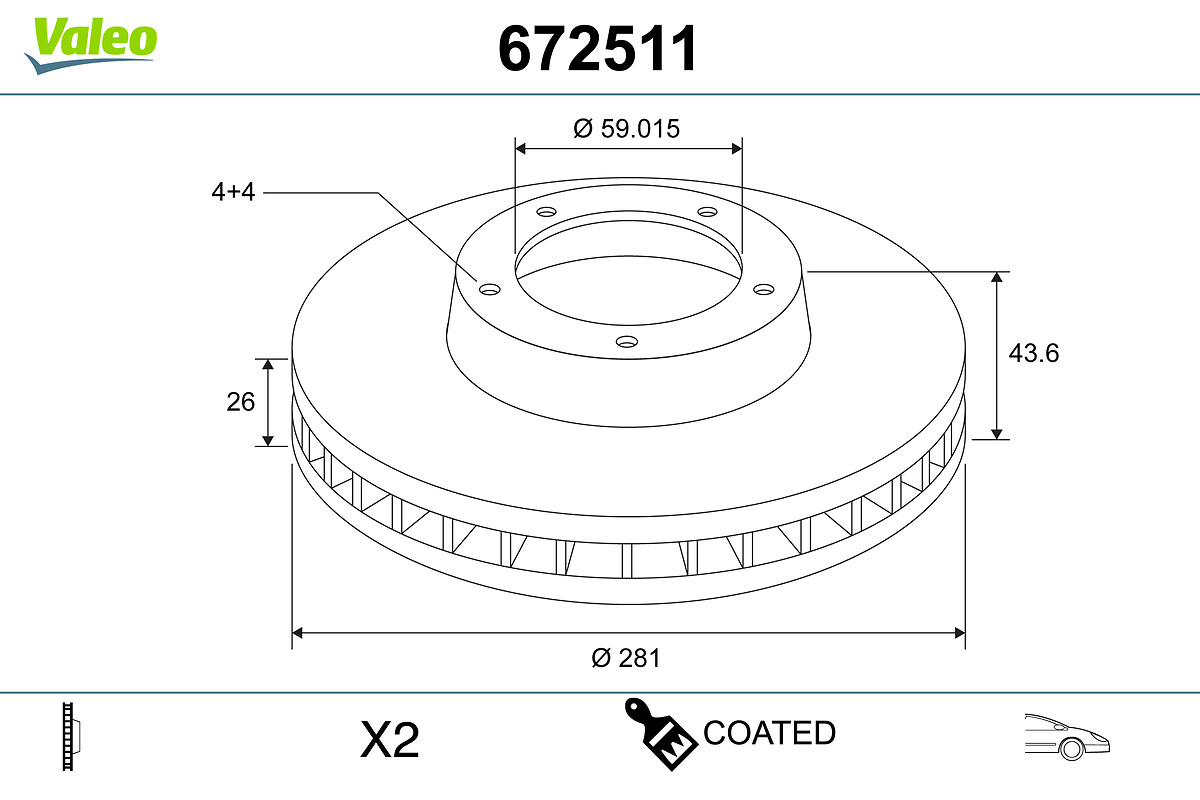 Brake Disc - 672511 VALEO